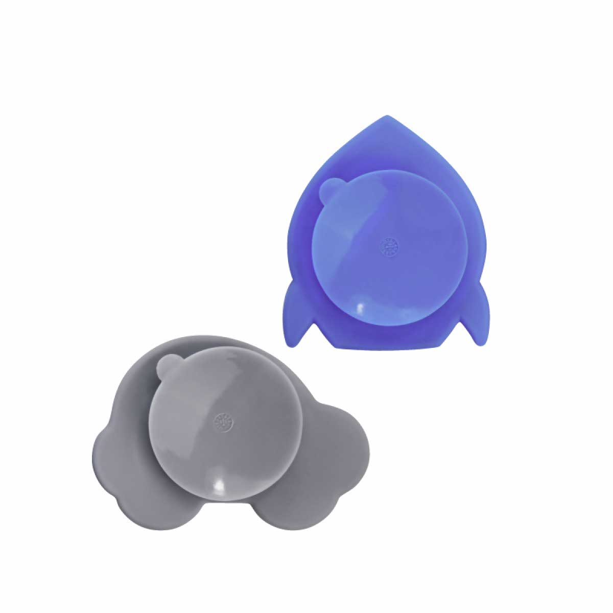 KUSHIES 矽膠雙色吸盤迷你碗2件裝 火箭和汽車