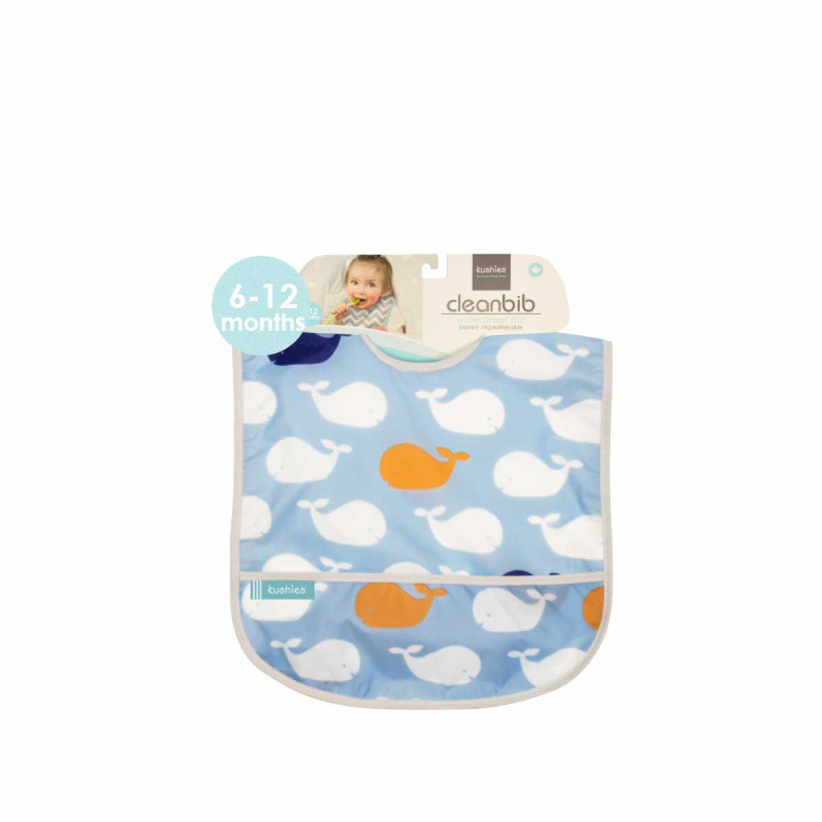 KUSHIES 嬰兒口水肩 (6-12個月) 小藍鯨