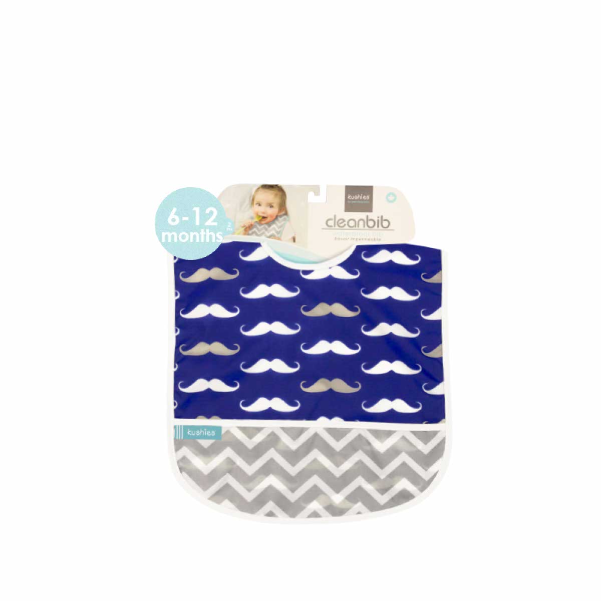 KUSHIES 嬰兒口水肩 (6-12個月) 海軍小鬍子