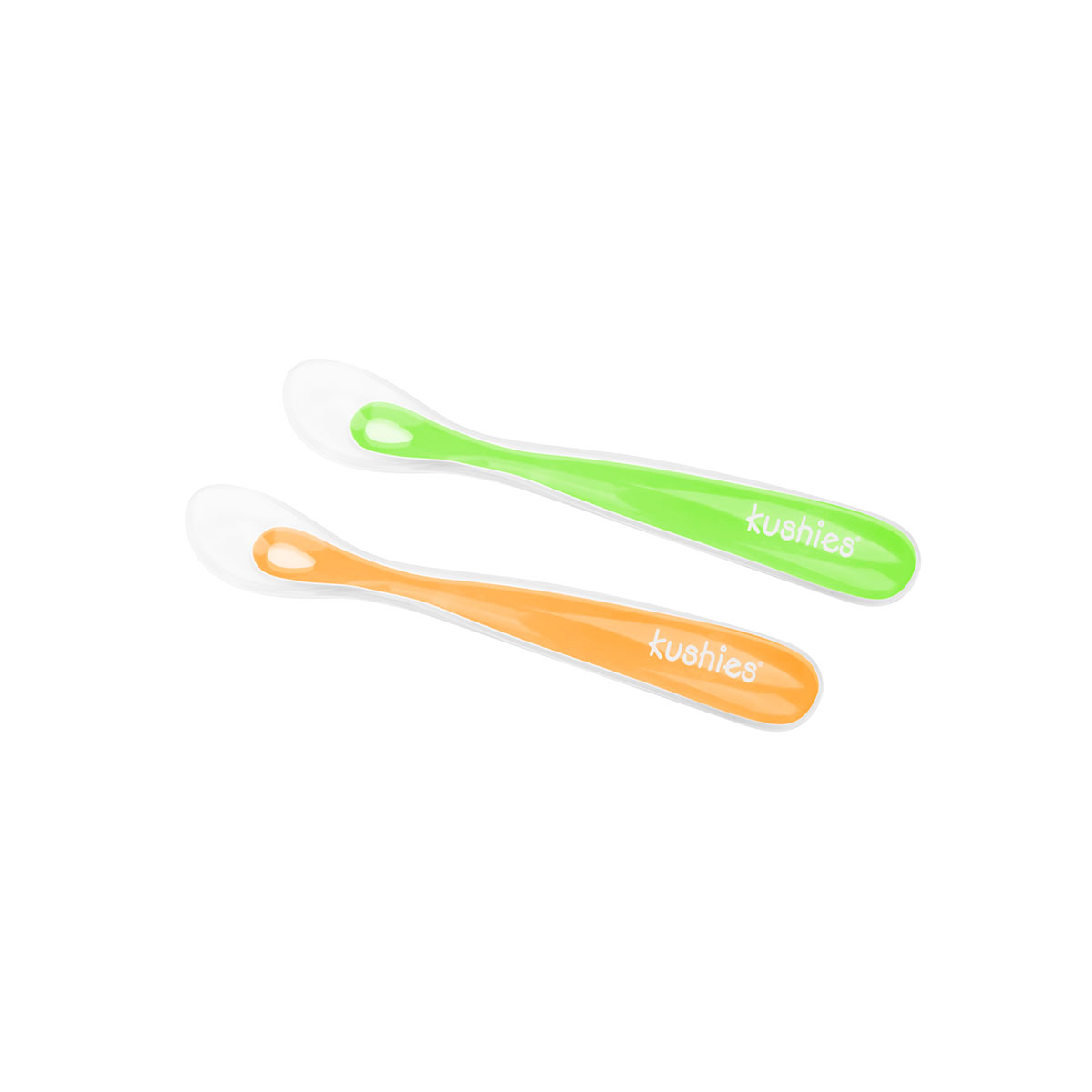 Kushies 矽膠雙色學習餐匙 (藍灰 / 紫紅 / 橙綠)