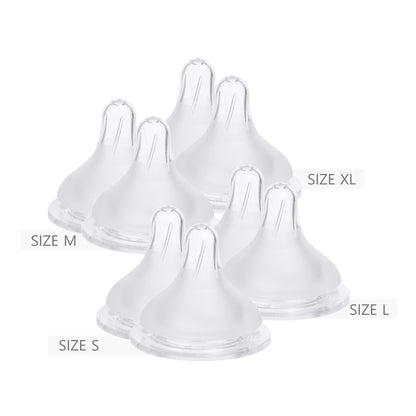 SPECTRA Natural Silicone Teat S-XL 8pcs Discount Set (2 teats for each size)